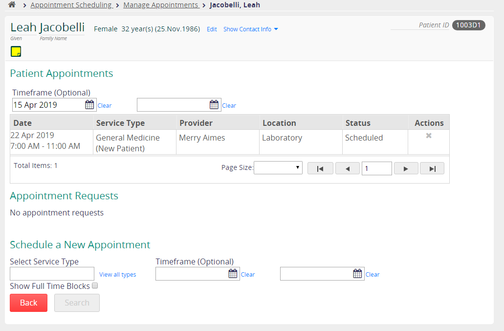 Daily Appointments - Viewing Scheduled Appointments